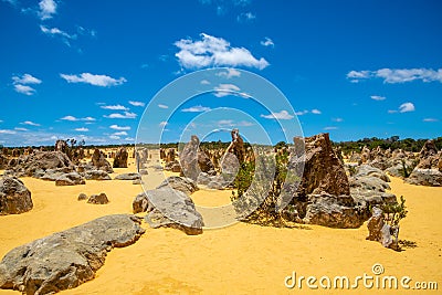 Rocks at the Pinnacles Desert in Western Australia northern of Perth Stock Photo