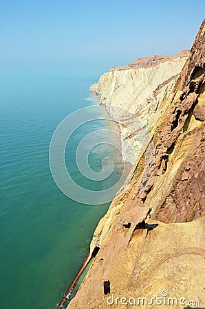 Rocks on rocky coastline of Hormuz Island , Persian Gulf Stock Photo