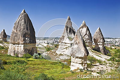 Rocks in Rose Valley of Goreme National Park in Central Anatolia, Stock Photo