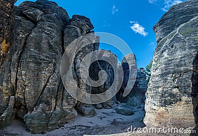 Rocks in Sandstone Mountains The Tisa Rocks, Tisa Walls, Czech republic Stock Photo