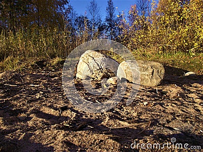 Two big rocks at beach Stock Photo