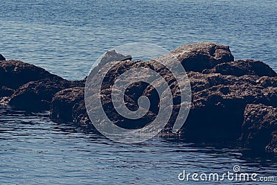 Rocks in the sea, Crete Greece Stock Photo