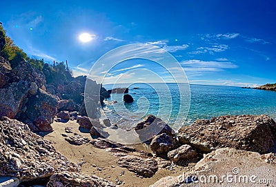 Panorama of the azure coast of the adriatic sea Stock Photo