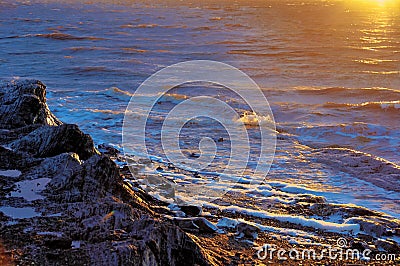 The rocks under a sunset Stock Photo