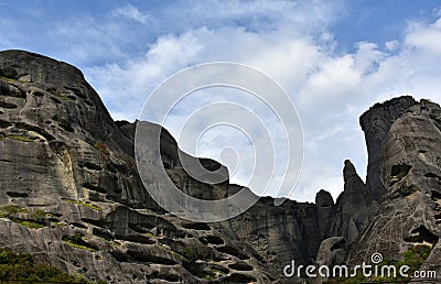 The rocks in the valley of Meteora mountains Stock Photo