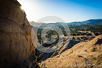 Rocks and view at Vasquez Rocks County Park, in Agua Dulce, Cali Stock Photo