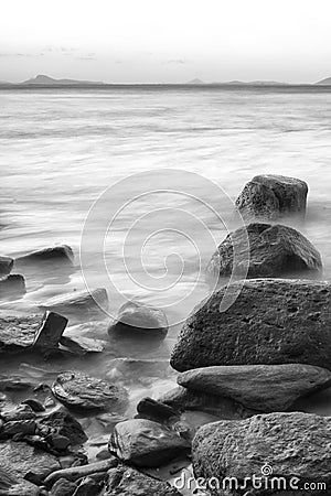 Rocks and water - Black and White Stock Photo