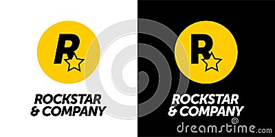 ROCKSTAR & COMPANY logo design. for your businness, print and logotype. vector icon letter r Vector Illustration