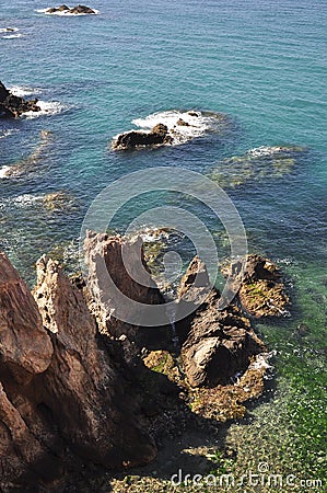 Rocky beach of Cala de Las Sirenas, Cabo de Gata, Andalusia, Spain Stock Photo