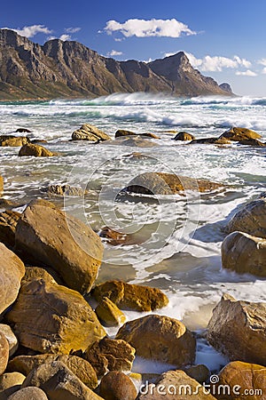 Rocky beach at Kogel Bay in South Africa Stock Photo