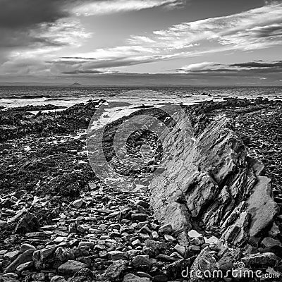 Volcanic rock formations at St Monans in Fife Stock Photo