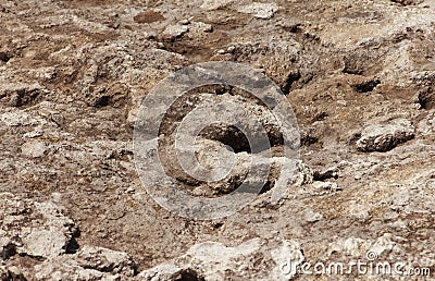 Rocky bottom of an archaeological pit dug on a hillside in search of historical artifacts Stock Photo