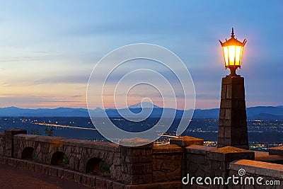 Rocky Butte Viewpoint at Sunset in Portland Oregon at sunser Stock Photo