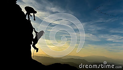 Rocky climb and calls for help Stock Photo