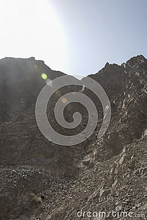 rocky climb uphill without people Stock Photo