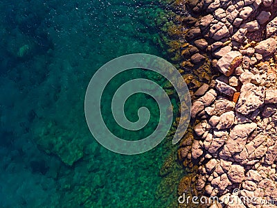 Rocky coast from above, Greece. Stock Photo