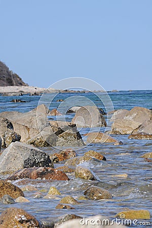 The rocky coast of Massachusetts Stock Photo