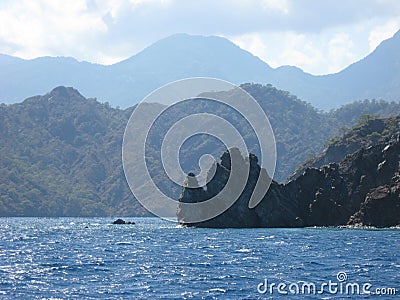 Rocky coast and seascape near Olympos, Turkey Stock Photo