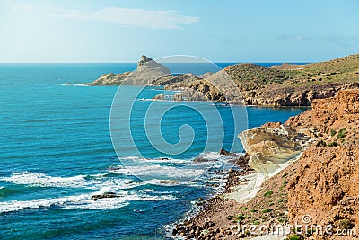 Rocky coast of Spain, natural Park of Cabo de Gato, Andalusia Stock Photo