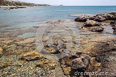 Rocks at the beach of Kiotari on Rhodes island, Greece Stock Photo