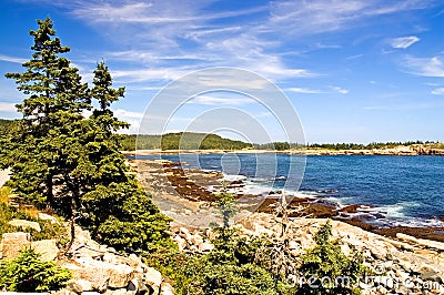 Rocky coastline of Maine Stock Photo