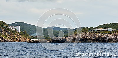 Rocky coastline of Saint Miguel in Ibiza Island Stock Photo
