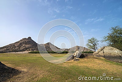 Rocky hillocks of Bera hills, Bera Jawai, Rajasthan, India Stock Photo