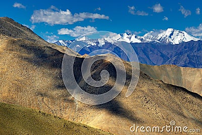 Rocky landscape at Changla pass, play of light and shadow, Leh, Ladakh, Jammu Kashmir, India Stock Photo