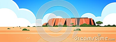 Rocky mountain australia dry grass rocks and trees wild nature landscape background horizontal Vector Illustration