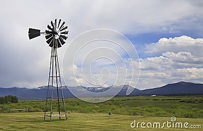 Rocky Mountain windpump Stock Photo