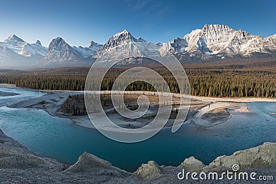 Rocky Mountains on a autumn day Jasper National Park in the Canadian Rockies. Alberta Canada Scenic landscape in Jasper national p Stock Photo