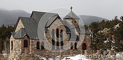 Rocky mountains chapel Stock Photo