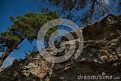 Rocky outcrops of the Zhiguli mountains. Stock Photo