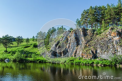 Rocky river Bank Stock Photo