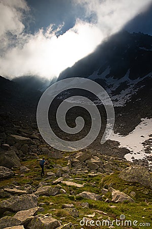 Adamello group, Italian Alps, dramatic mountain landscape. Stock Photo