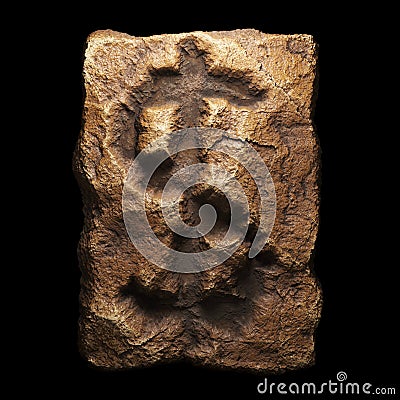 Rocky symbol dollar. Font of stone isolated on black background. 3d Stock Photo