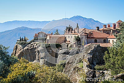 The rocky temple Christian Orthodox complex of Meteora is one of the main attractions of the north of Greece Stock Photo