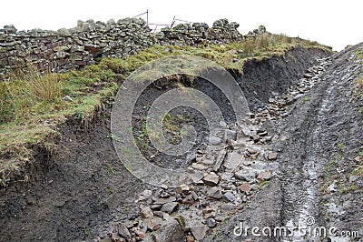 Rocky track above Slitt lead mine in Weardale Stock Photo