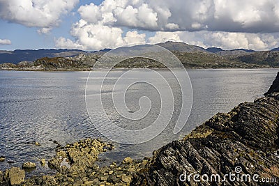 Rocky wild coastline near Glenfinnan in the north-western scottish Highlands, Scotland, Great Britain Stock Photo