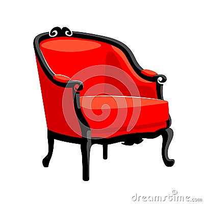 Rococo armchair. French classic Baroque furniture Vector Illustration