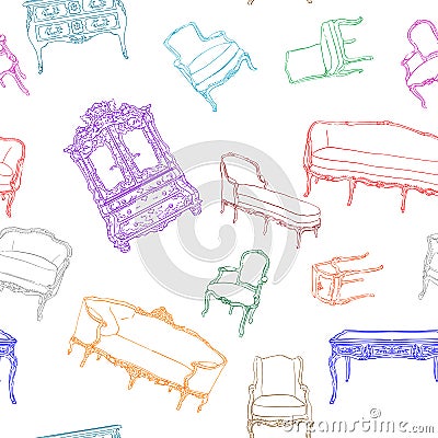 Rococo furniture pattern Vector Illustration