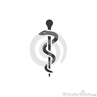 Rod of aesculapius or asclepius black vector icon Vector Illustration