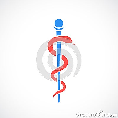 Rod of Asclepius, medical snake icon Vector Illustration