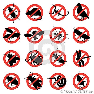 Rodent and pest warning signs Vector Illustration