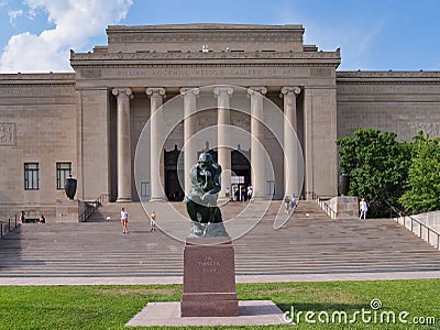 Rodin's Thinker at the Nelson-Atkins Museum of Art Editorial Stock Photo
