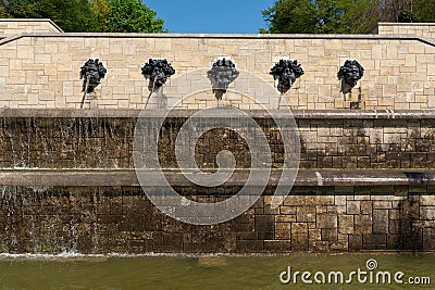 Rodin's Mascarons in Parc de Sceaux - France Stock Photo