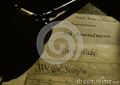 Roe V Wade text with US Constitution Editorial Stock Photo