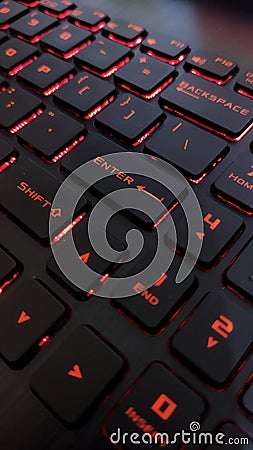 rog red light keyboard Stock Photo