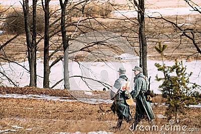 Unidentified Re-enactors Dressed As German Wehrmacht Infantry Soldiers Editorial Stock Photo