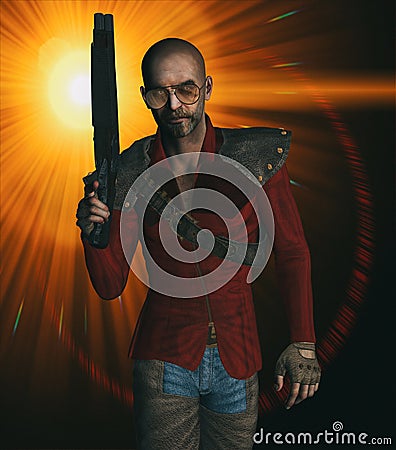 Rogue with gun Stock Photo